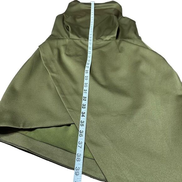Elliatt Camo Satin Asymmetrical Dress Khaki Olive Green Medium - Picture 11 of 12